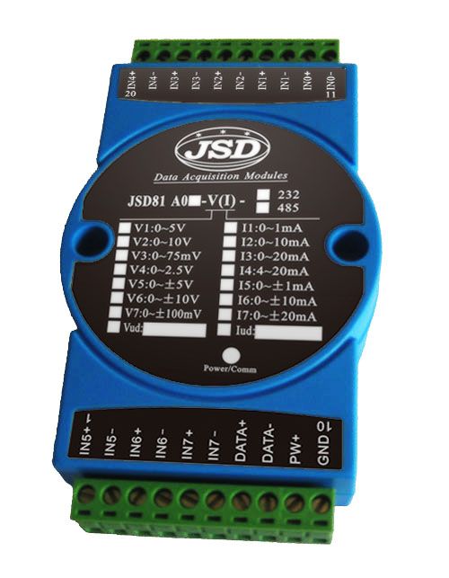 八路模拟量4-20mA或0-5V/RS-485数字信号采集器