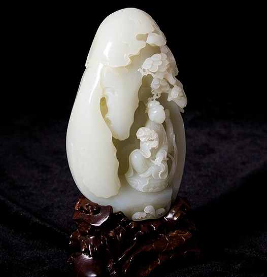 白玉侍女，和田白玉摆件，上海和田玉买卖