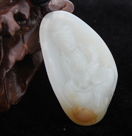 观音挂件，和田籽料观音挂件